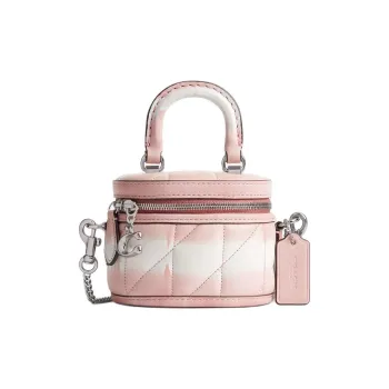 COACH Trail Nappa Leather Handbag Shoulder Bag Crossbody Bag Mini Women's Silver & Pink Multicolor