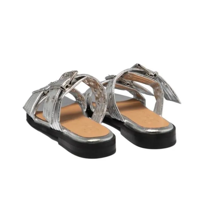 GANNI Slide Slippers Women's Silver-3