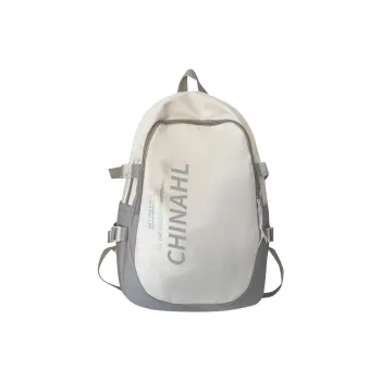 Warrior Nylon Backpack Large Size Unisex White Gray/Black