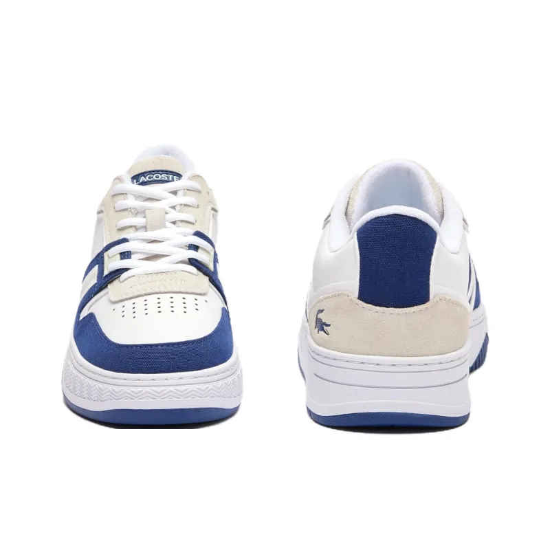 LACOSTE L001 Low-Top Skateboard Shoes Men's White Beige Blue-3