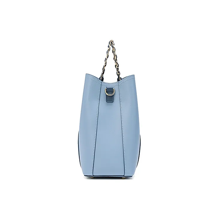 Ancient Yi Xi Cow Leather Elegant Mom Commute Crossbody One Shoulder Handbag Women's Sunny Mountain Blue-3