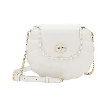 Ancient Yi Xi Cow Leather Niche Pearl One Shoulder Premium Chain Crossbody Bag Women's Ecru