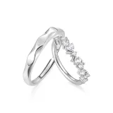 925 Sterling Silver, Heartbeat Bowknot Couple Rings
