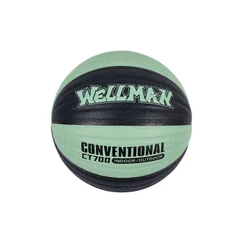 WELLman PU Basketball Black Green Size 7 Training Unisex