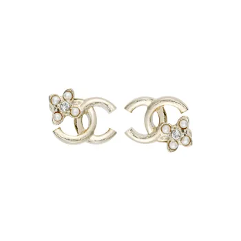 CHANEL Metal Stud Earrings Women's Gold