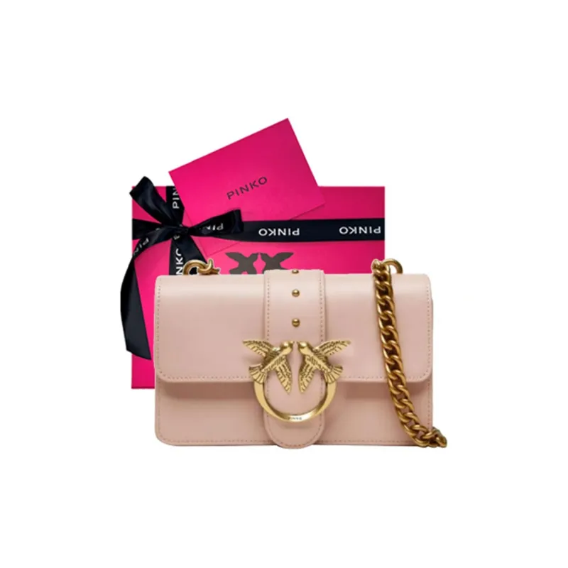PINKO Leather Shoulder Bag Crossbody Bag Women's Pink-6