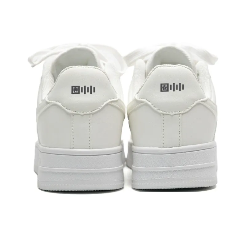 Circle Small Cushioning Wear Resistant Low Top Skateboard Shoes Unisex White-6