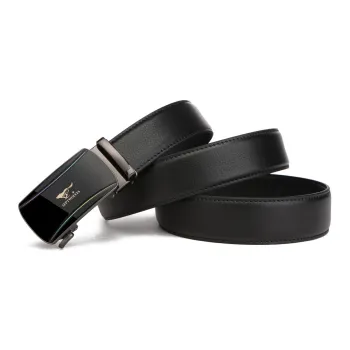 SEPTWOLVES Automatic Buckle Business New Arrival Leather Belts Men's Black Width 3.5CM