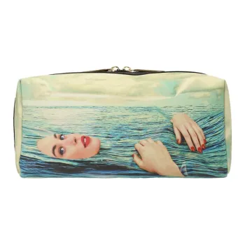 SELETTI ToiletPaper Collaboration Polyurethane Makeup Bag Women's Blue & Multicolor