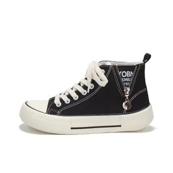 Yobn Anti Slip And Wear Resistant Breathable High Top Canvas Shoes Women's Black