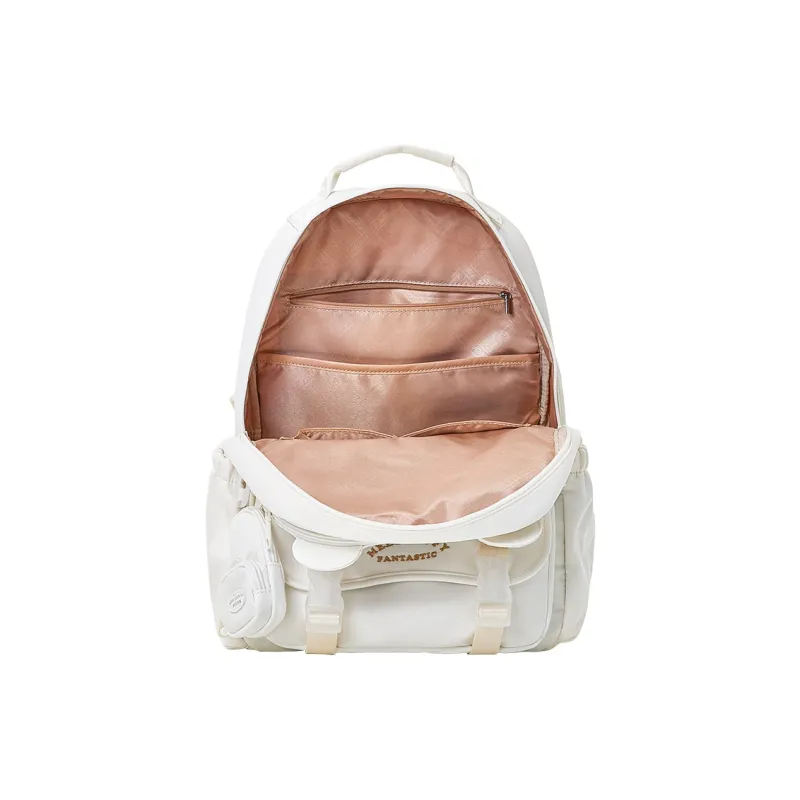 Miffy Fabric Backpack Large Size Women's Ecru/Pink Yellow-3