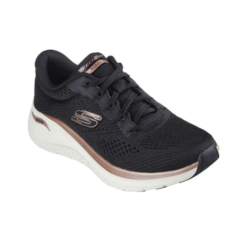 Skechers ARCH FIT 2.0 Anti Slip Wear Resistant Low Top Casual Running Shoes Women's Black Gold-2
