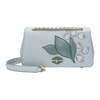 Ancient Yi Xi Cow Leather Small Square Bag Crossbody Bags Women's Misty Blue