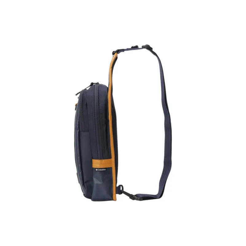 Columbia PU Leather Patchwork Crossbody Bag Shoulder Bag Men's Marine Blue-2