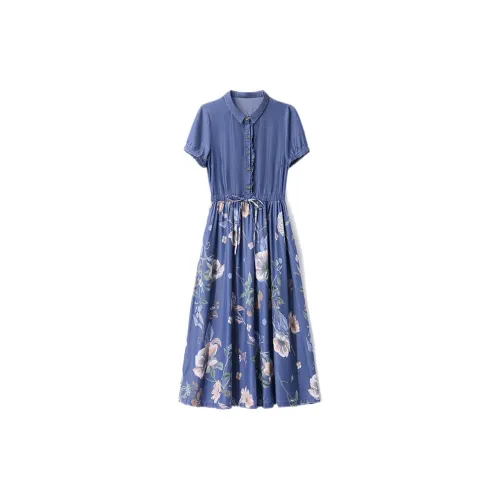 Baoye Short-Sleeved Dresses Women's Blue