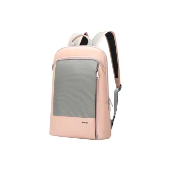 BOPAI Microfiber Synthetic Leather Fabric Backpack Regular Women's Pink