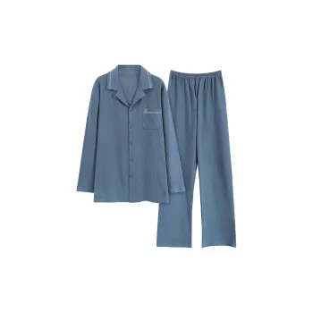 Sleep Students Dormitory Waffle Knit, Outerwear Ready, Loungewear Men's Blue