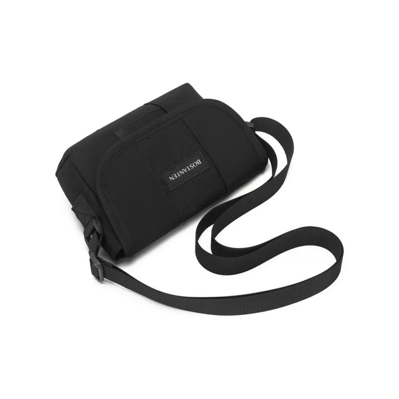 BOSTANTEN Oxford Crossbody Bag Unisex Black/Light Gray/Black & Green-3
