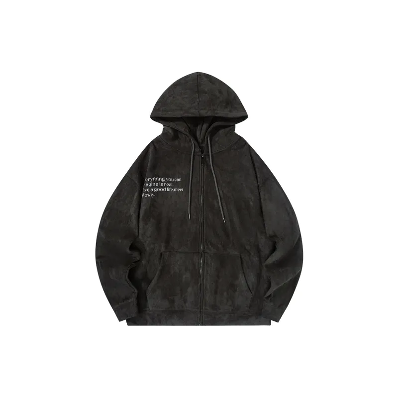 Suamoment American Casual Loose Fit Sweatshirt Coat Unisex-1
