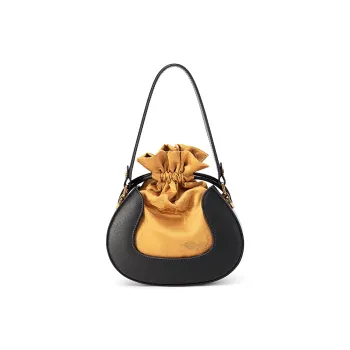 Liang Jin Ji Cow Leather Shoulder Bag Women's Gold