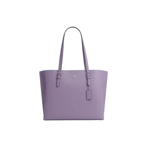 COACH Mollie Eggstone Grain Leather tote MONO Bag Shopping Bag Handbag Large Size Women's Silver & Light Purple