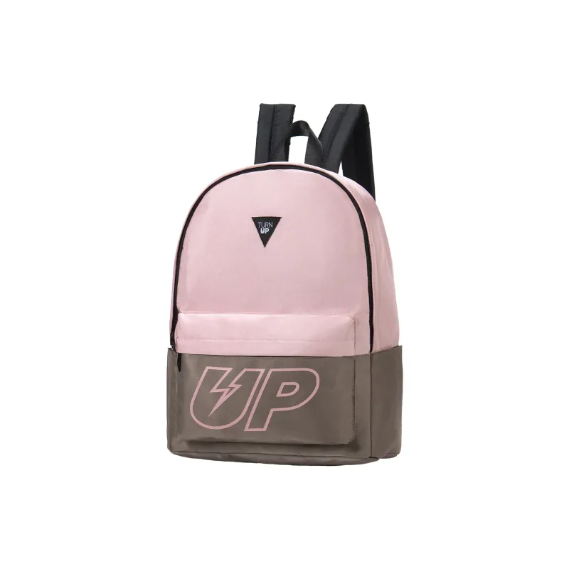 TURN UP Polyester Backpack Regular Unisex Pink Brown-1