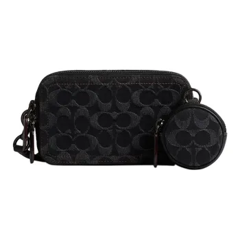 COACH Charter Iconic Denim With Refined Calfskin Shoulder Bag, Crossbody Bag Women's Black