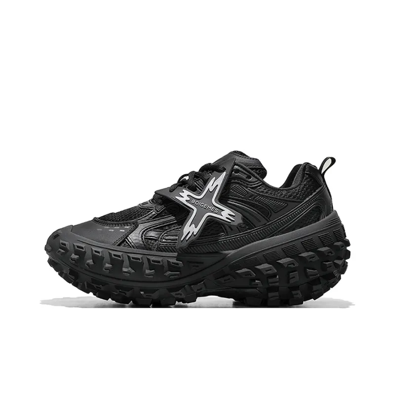 BOIGEMES Chunky Sneakers Unisex Low Top Black/Brown-0