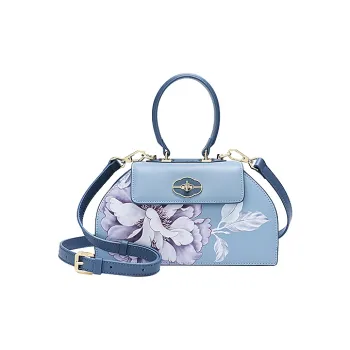 Ancient Yi Xi Cow Leather Cheongsam Mama Handbag Shoulder Bag Crossbody Bag Women's Sunny Mountain Blue