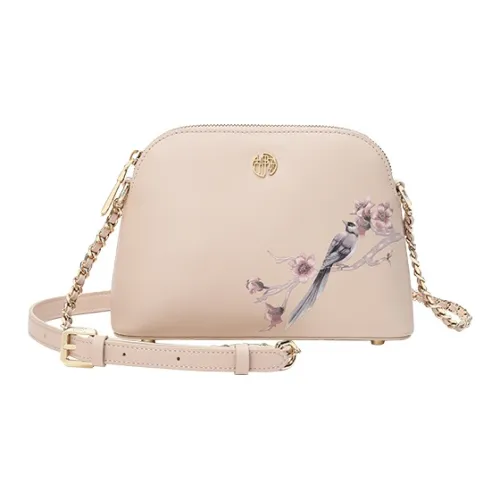 Ancient Yi Xi Cow Leather Minimalist Style Niche Chain Shoulder Bag, Crossbody Bag Women's Light Cherry Blossom Pink