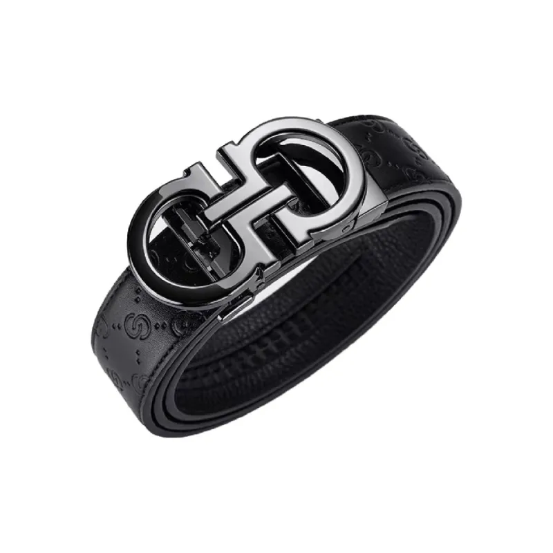 AUGTARLION Fashion Versatile Double G Lightweight Luxury Business Automatic Buckle Leather Belts Men's Width  3.5cm-2