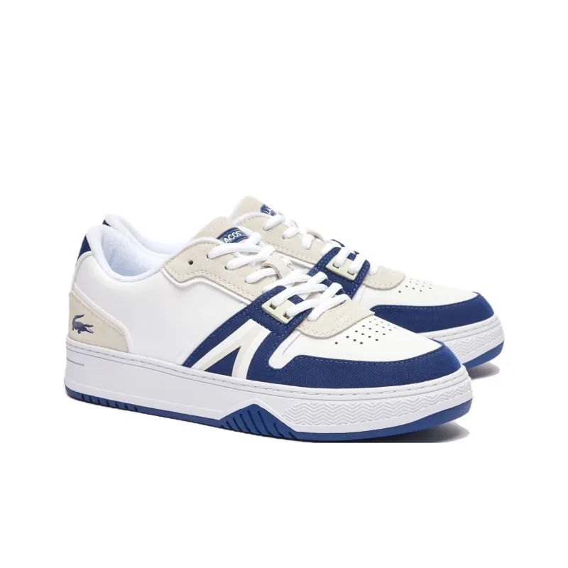 LACOSTE L001 Low-Top Skateboard Shoes Men's White Beige Blue-1