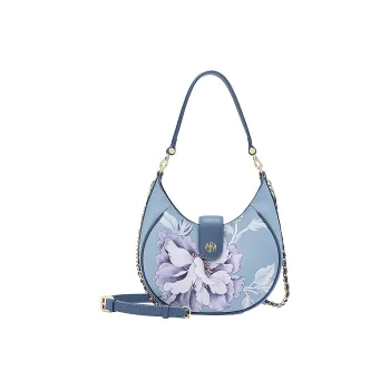 Ancient Yi Xi Cow Leather Vintage Cheongsam Shoulder Bag Women's Sunny Mountain Blue