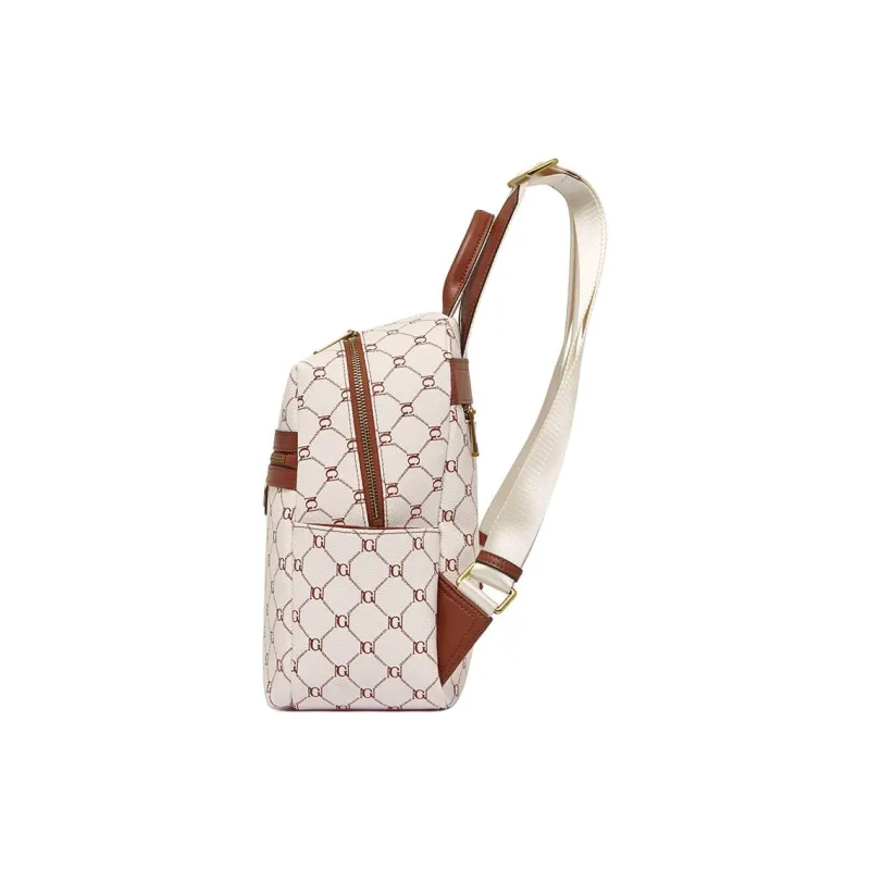 Geshiman PVC Backpack Large Size Women's Coffee/Ecru-5