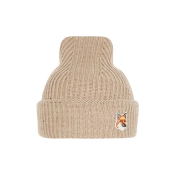 Maison Kitsune Wool Beanies Unisex Khaki