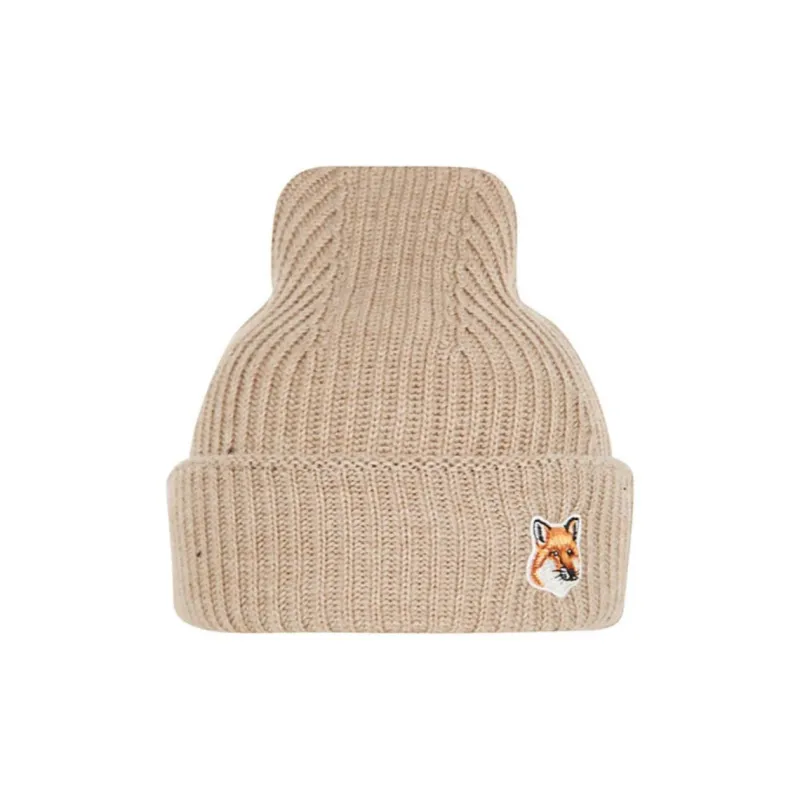 Maison Kitsune Wool Beanies Unisex Khaki-0