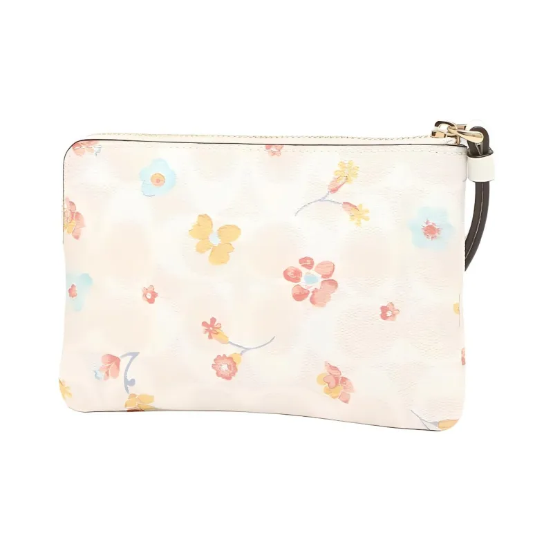 COACH Corner Zip PVC Wallet, Coin Pocket, Clutch Regular Women's Chalk White-2