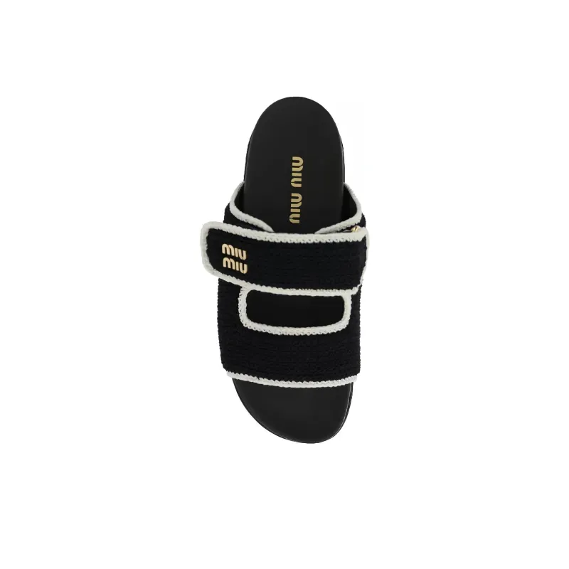 MIU MIU Slide Slippers Women's Black-4