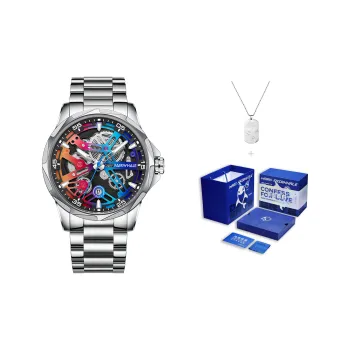 FAIRWHALE Starlight Collection Automatic Mechanical Movement Metal Strap Watch Men's Watches White Dial