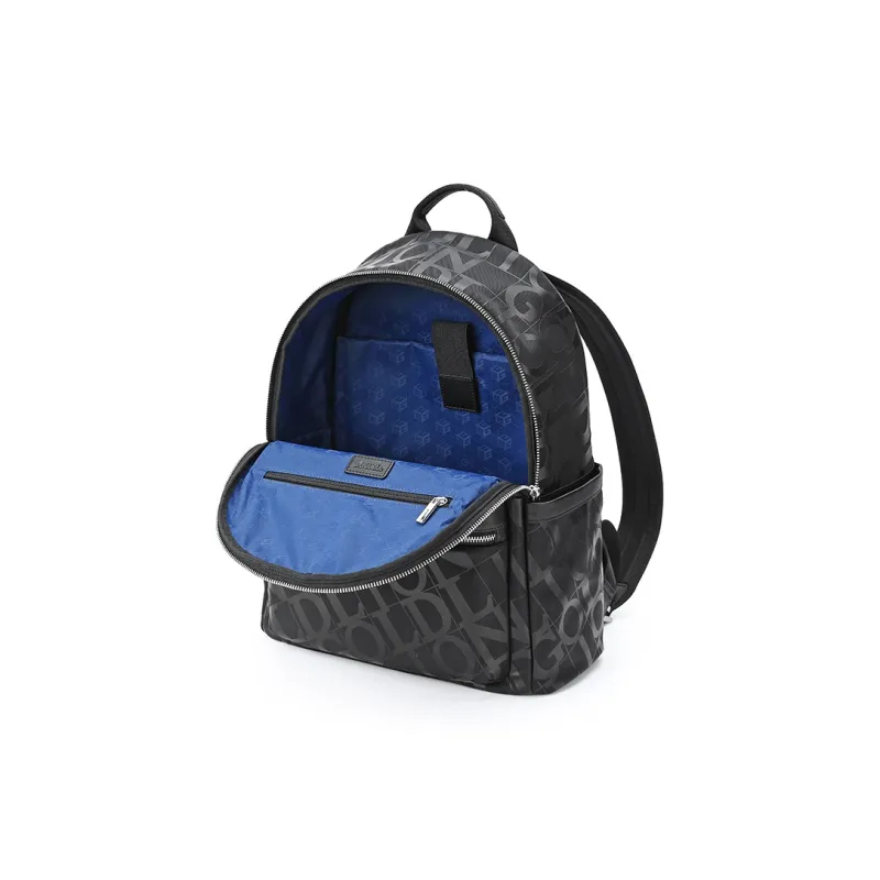 GOLDLION Fabric With Cow Leather Backpack Tubas Men's Black-3