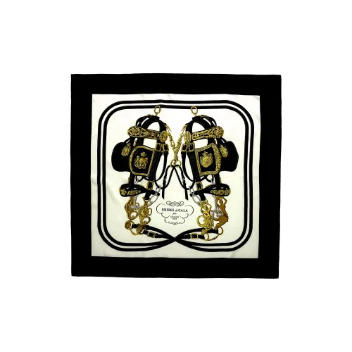 HERMES Silk Scarves Women's Black