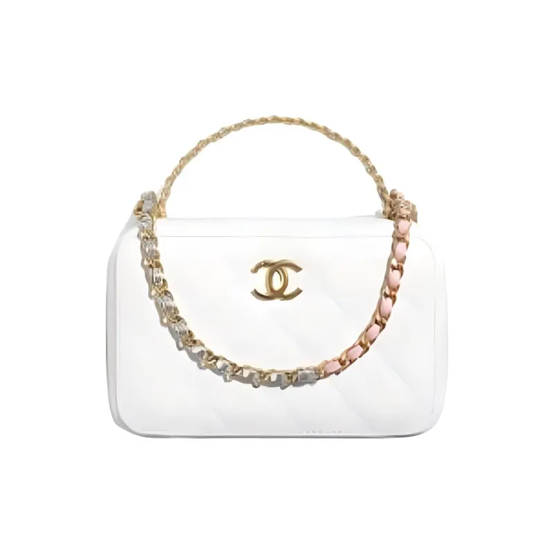 CHANEL Cow Leather Camera Bag, Chain Bag, One Shoulder Handbag, Crossbody Bag Women's White-0