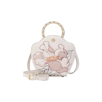 Ancient Yi Xi Cow Leather Cheongsam One Shoulder Handbag, Crossbody Bag Women's Pearl Gray