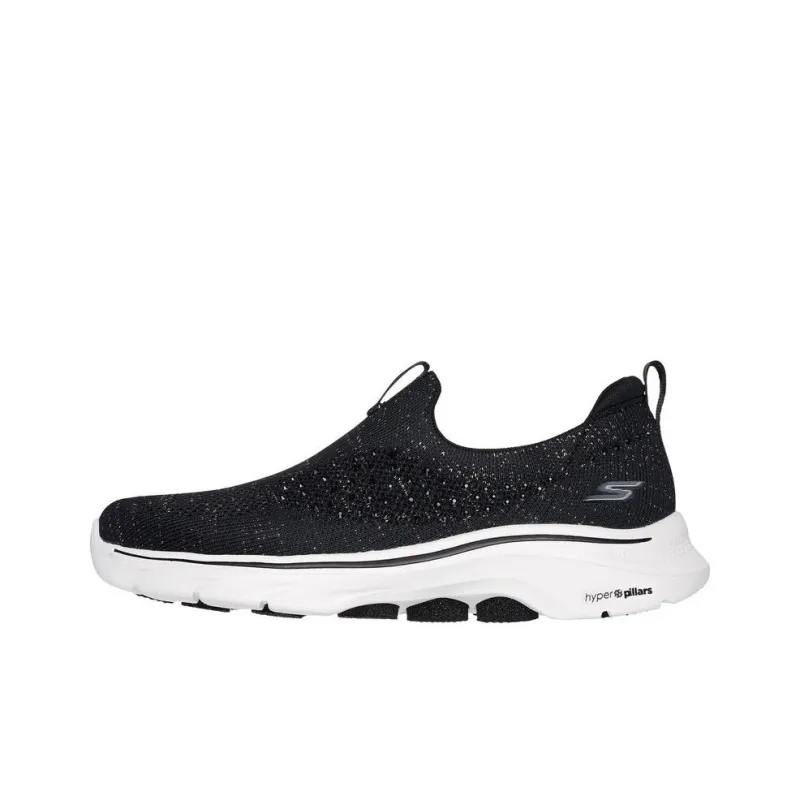 Skechers GO WALK 7 Anti Slip Wear Resistant Low Top Casual Shoes Women's Black White-0