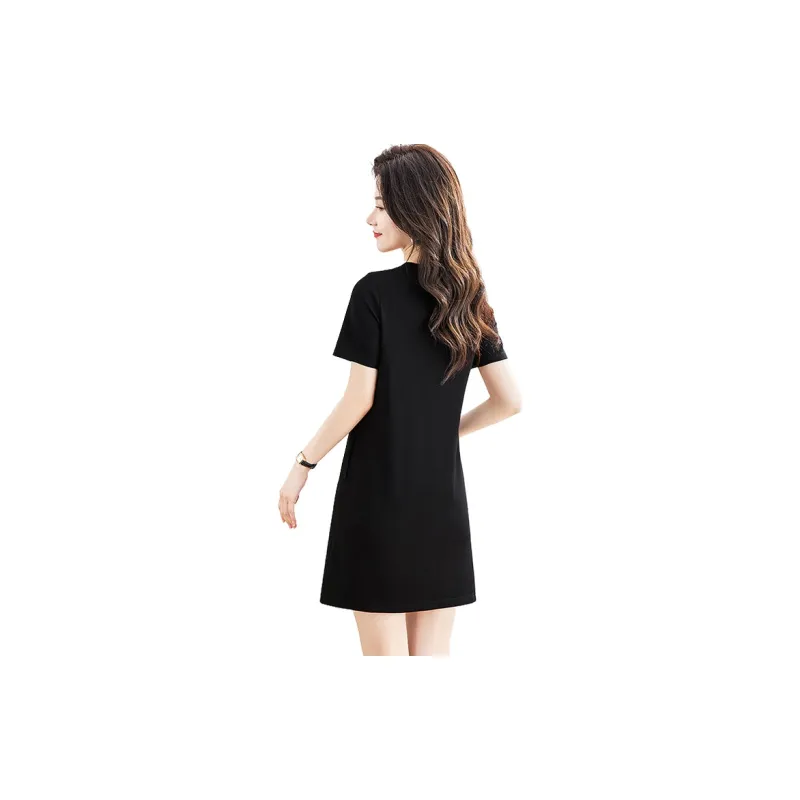 Cypress House Short Sleeved Dresses Women's Black & Light Gray-1