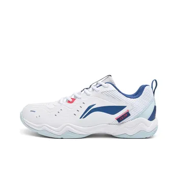 LiNing Cushioning Wear-Resistant Low-Top Badminton Shoes Unisex White Blue