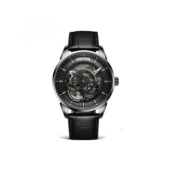 EBOHR Automatic Mechanical Movement Cowhide Strap Watch Men's Watches Cut Out Dial