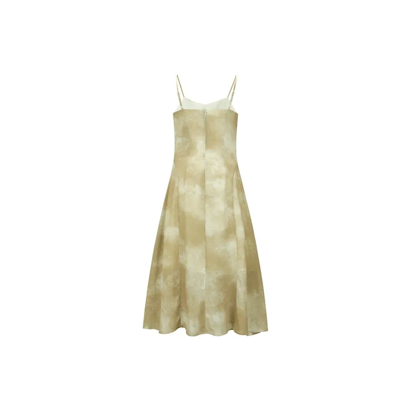 PEACEBIRD Slip Dresses Women's Yellow Pattern-1