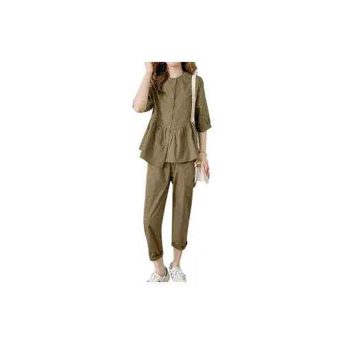 Yi Mengyuan Casual Suits Women's Army Green