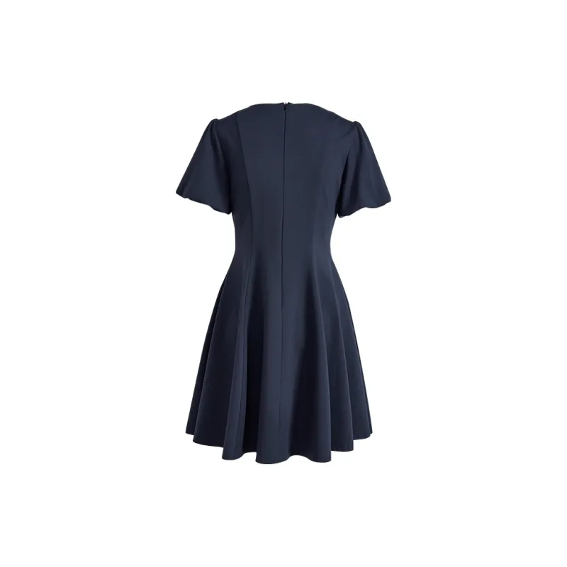 KUOSE SS24 Short Sleeved Dress Women's Navy Blue-1